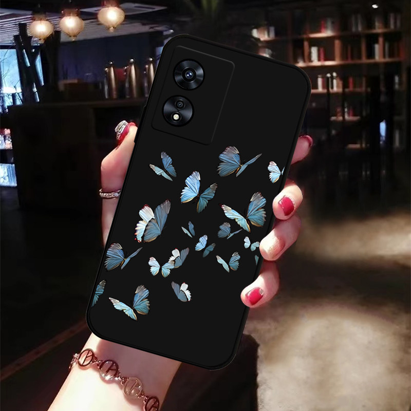 เคส ribbon เคสไอโฟน6splus Black Night Butterfly เคสโทรศัพท์ oppo เหมาะสําหรับ A97A96A58A36A93 สไตล์ใ