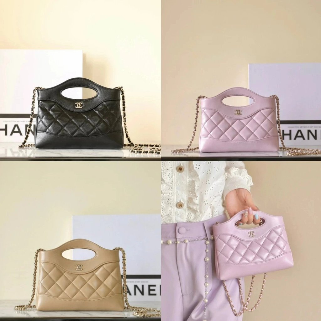 Handbag Channel 31 หนังลูกแกะเคลือบวานิช แบบใช้ข้างกาย