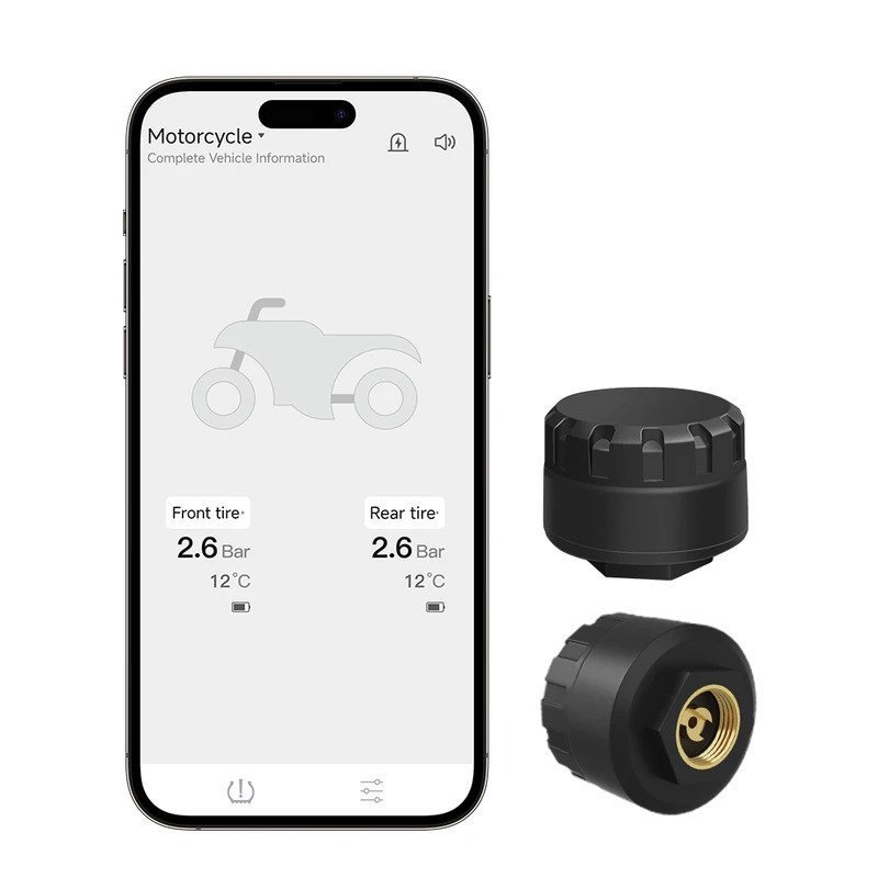 ใหม่บลูทูธภายนอก TPMS ความดันยาง BT Sensor Mobile APP การตรวจสอบแบบเรียลไทม์ Universal สําหรับรถจักร