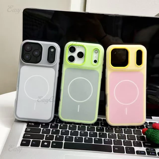 วุ้นแม่เหล็กสีคู่ 2-ใน-1 เคสแข็งสําหรับ ไอโฟน 17 16 15 14 13 มือโปร สูงสุด กันลื่นและป้องกันการตกกระแทกฝาหลัง