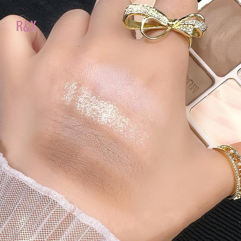 R&X Four Color Highlights Palette Face Matte Shadow Lasting Glow Brighten Contour Shimmer Powder 3D 