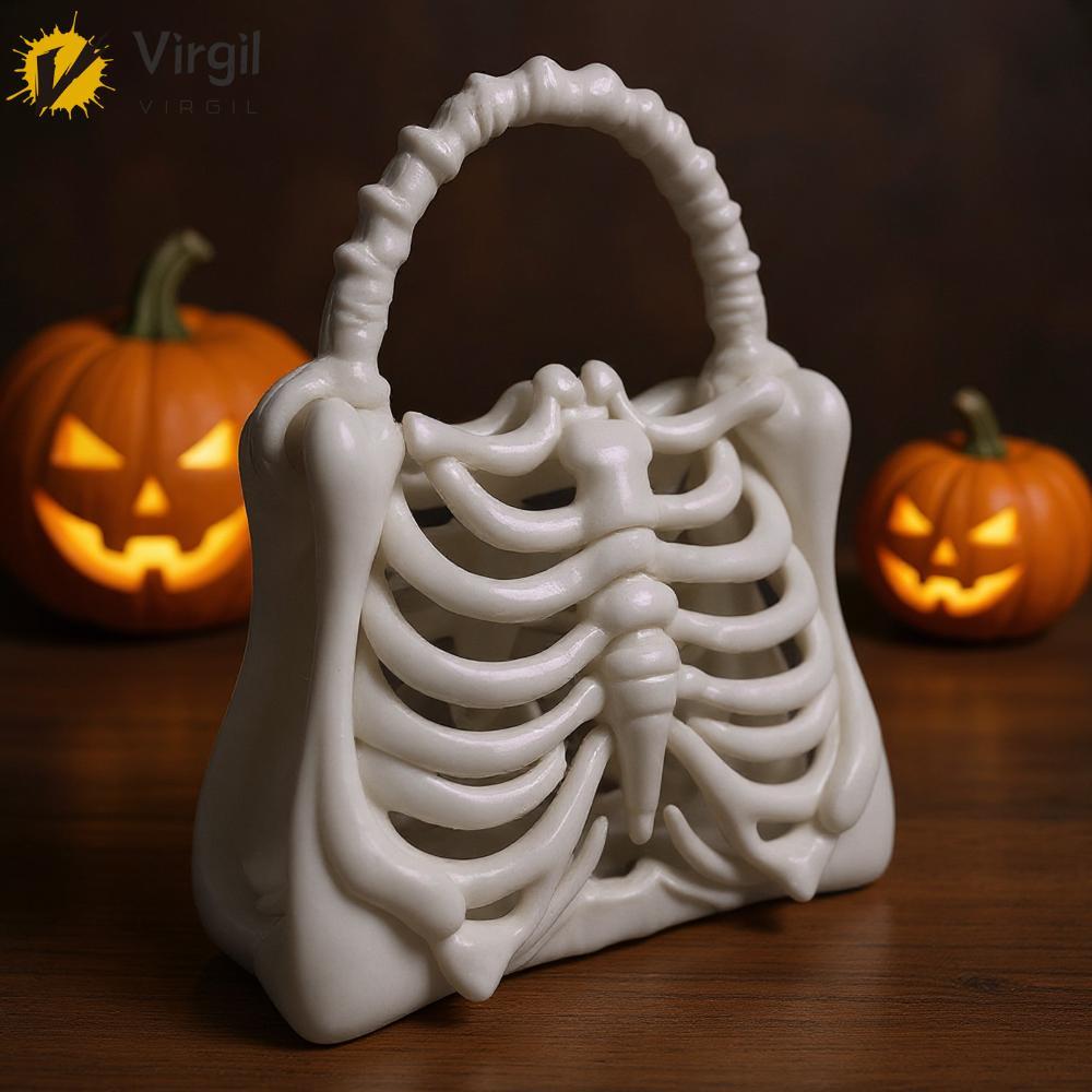 [Virgil.th] 3D พิมพ์โครงกระดูกกระเป๋าถือ Gothic ซี่โครงกรงรูปร่างกระเป๋าที่ไม่ซ้ํากันฮาโลวีน Party ก