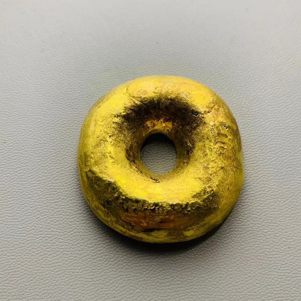 โบราณ Qing Dynasty Gold Ingot Gold Cake Fu Lu Shou Xi Gold Bar ทอง Ingot ทองเหลือง Gilt Solid Qing G
