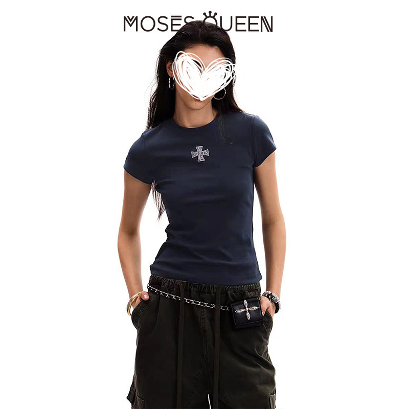 MOSESQUEEN ผู้หญิงแขนสั้นคอกลม สวมใส่นุ่มสบาย มีหลากหลายสี เหมาะสำหรับเครื่องแต่งกายประจำวัน #63579 ราคา ถูกที่สุด ดีลบีเคเค แกลเลอรีภาพที่ 6