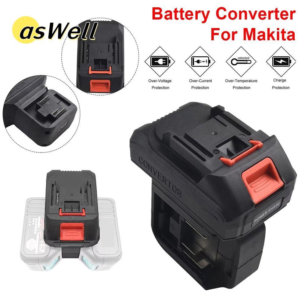 ASWELL 1 ชิ้นแบตเตอรี่ Converter, One-to-two 2 In 1 18V แบตเตอรี่อะแดปเตอร์, พลาสติกทนทานสีดําเครื่อ