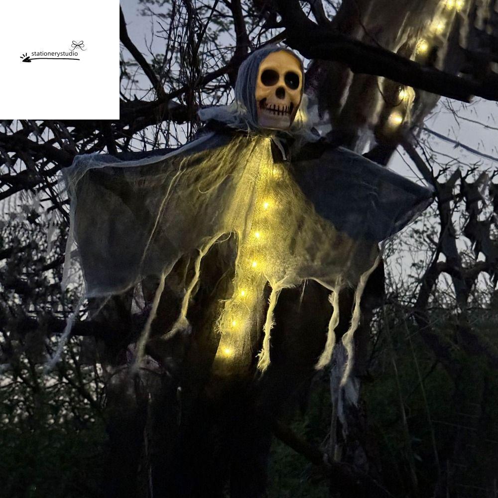 STATIONERYSTUDIO Skull Ghost Light Strings, แขวนตกแต่งแขวน Skull Ghost Light, Ghost Skull ตกแต่ง LED