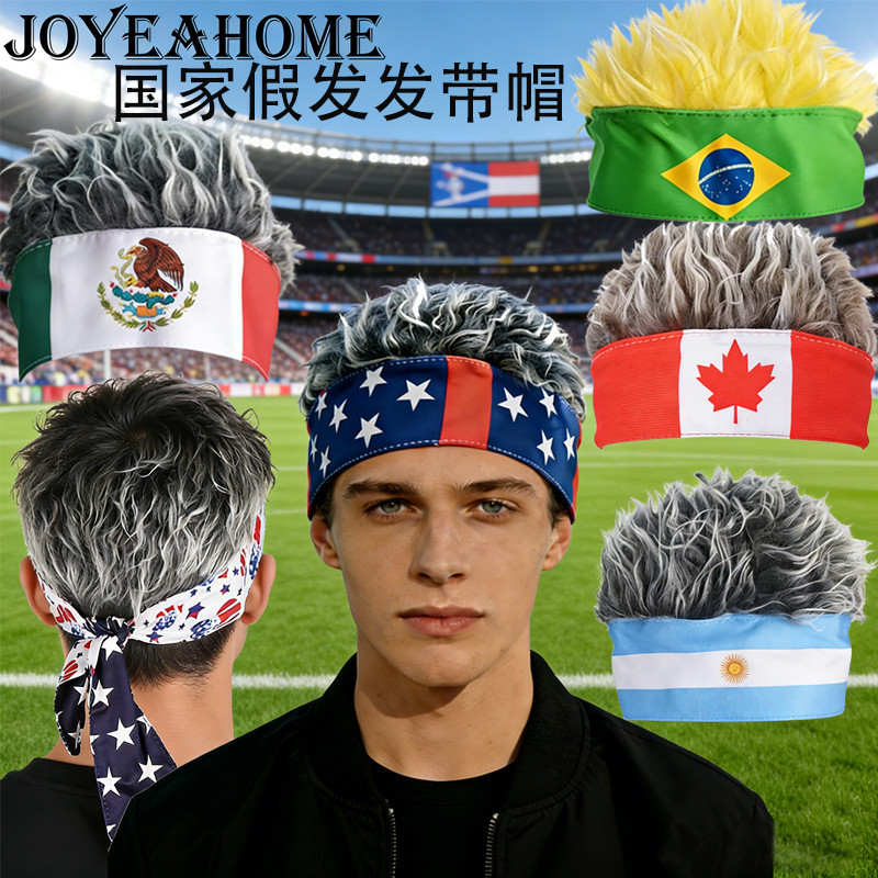 New style lace-up wig cap, national team World Cup wig cap, cheering cap with the flags of the Unite