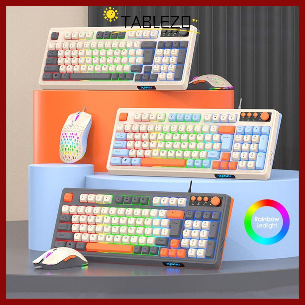 คีย์บอร์ด TABLEZO RAID T98, ชุดเมาส์คีย์บอร์ดเค้าโครง 98 คีย์, การเชื่อมต่อ USB สีรุ้ง Luminous Gami