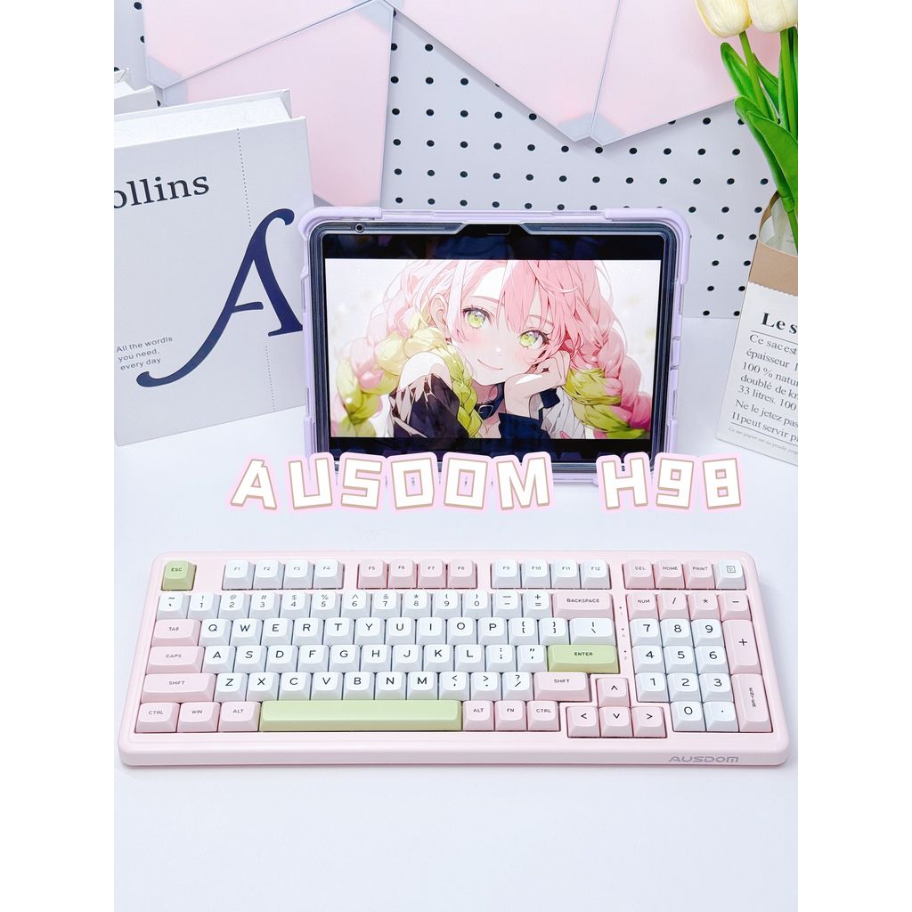 Asshield H98 Mechanical Keyboard ที่กําหนดเองไร้สายสามโหมดปลั๊กร้อนบลูทูธเกมเล่นเกมคอมพิวเตอร์ใช้สํา