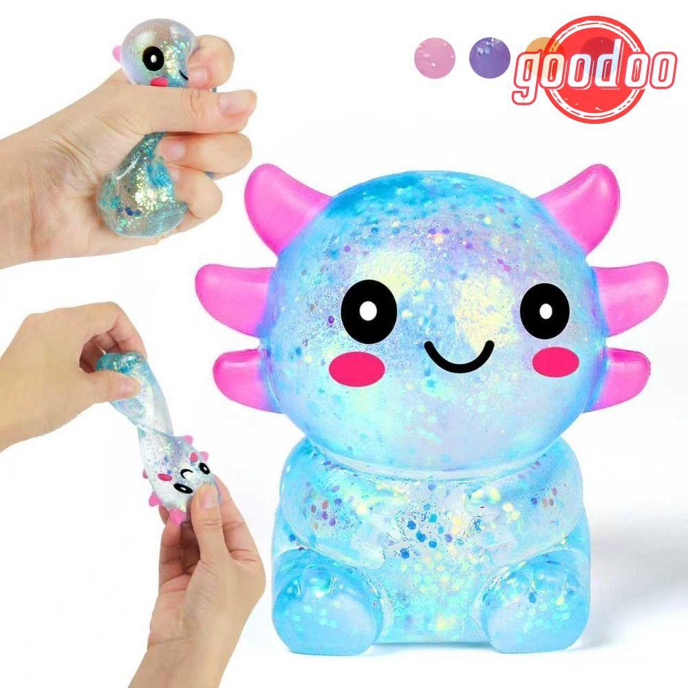 [GOODO] Squishy Stress Glitter, Glitter Sugar Filled Axolotl Squishy ของเล่น, รูปร่างน่ารัก Soothing