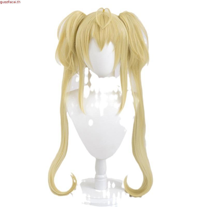 Tsukiyomi Utau Cosplay Wig Anime Shugo Chara ! Party ! 90cm Long Potails Golden Heat Resistant Synth