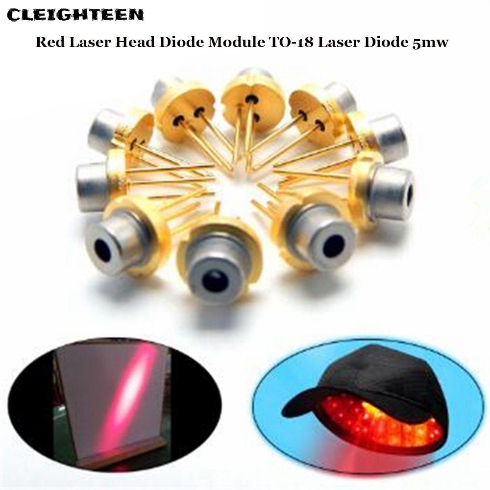CLEIGHTEEN 1/2/5/10 ชิ้นหัวเลเซอร์สีแดง 5MW พลังงานสูง 650nm 2.2V TO-18 เลเซอร์ไดโอด
