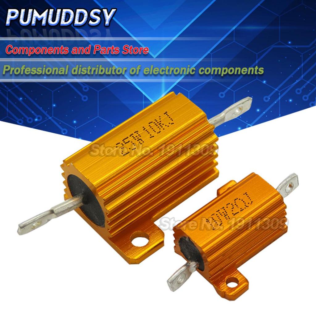 1PCS 10W 25W อลูมิเนียมโลหะกรณี Wirewound Resistor 0.01 ~ 30K 1 2 3 5 6 8 10 20 100 150 1K 10K โอห์ม