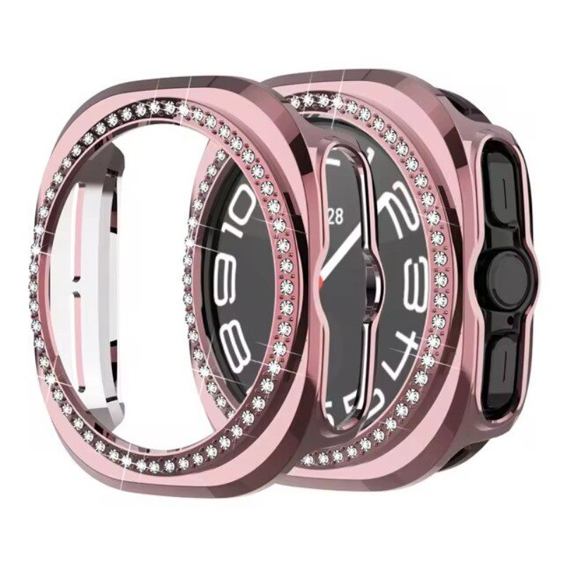 สมาร์ทวอท์ช Hollow สําหรับ Samsung Galaxy Watch Ultra 2024 2025 Bling เพชรฝาครอบกันชนสําหรับ Samsung Galaxy Watch 7 Ultra Anti-Fall ครึ่งฝาครอบป้องกัน Hard Case