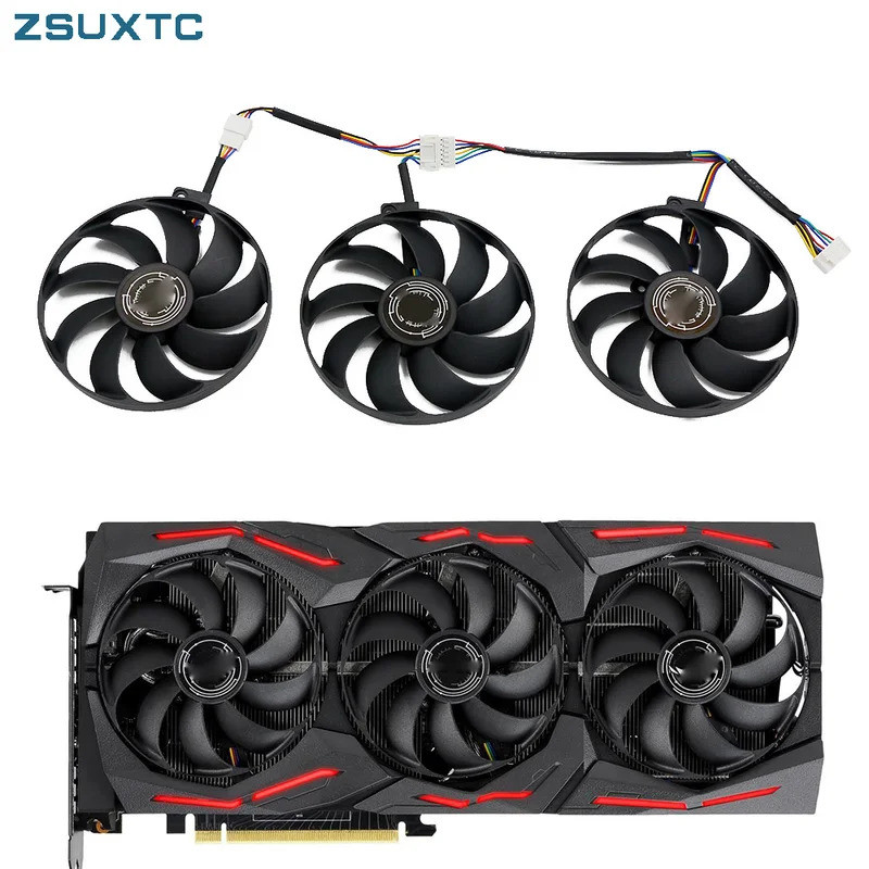 HL ที129215SU 7Pin GPU Card Cooler พัดลมสําหรับ ASUS ROG STRIX-GeForce RTX 2070 2080 SUPER Ti GAMING