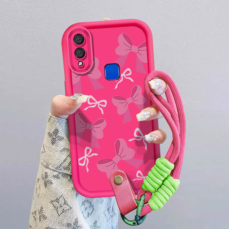 สีชมพู Bowknot สายคล้องโทรศัพท์ฝาหลังสําหรับ VIVO 1814 1815 1816 1817 1811 1807 1820 V18CT V1818CA 1