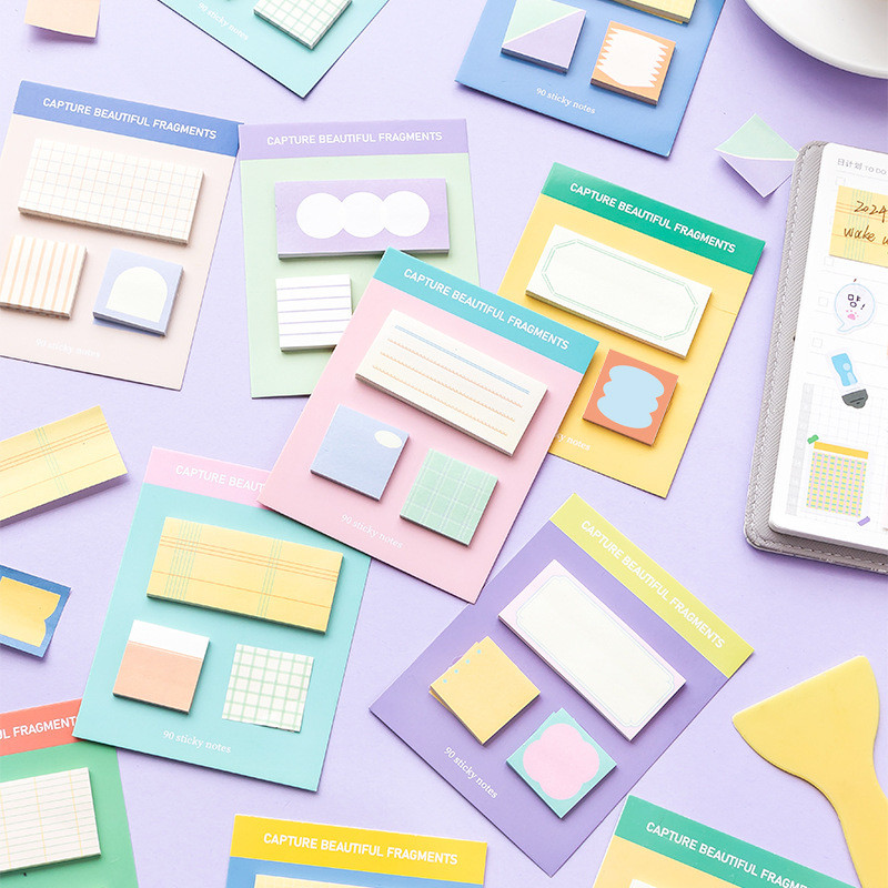 ชุดสีพาสเทล Sticky Note 90 แผ่น Tabs Self-Stick Memo Pads ขนาดเล็ก สําหรับ Office Roommates บ้านเด็กนักเรียน
