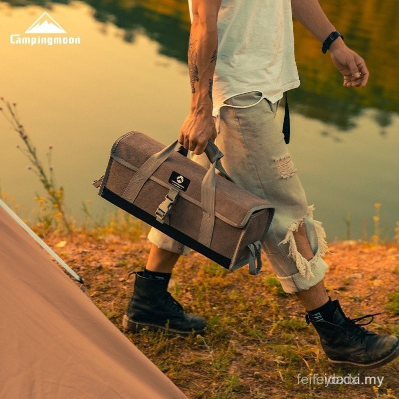 Campingmoon B-155C Outdoor Camping แบบพกพากระเป๋าเครื่องมือผ้าใบขนาดกลาง Multifunctional Camping Han