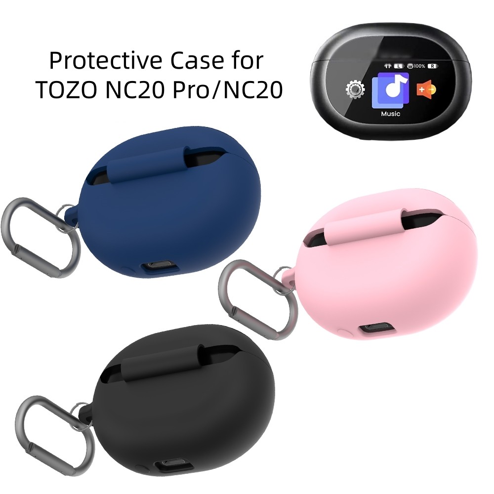 เคสป้องกันสําหรับหูฟัง TOZO NC20 Pro/NC20,ซิลิโคนกันฝุ่นแบบนุ่มพร้อมคาราบิเนอร์,หูฟังป้องกันรอยขีดข่วนเคสชาร์จ