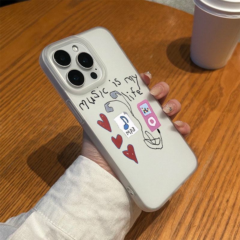 ดนตรีภาพวาดเส้นเรียบง่าย สําหรับ iphone 16 Pro Max  ผิวเคลือบด้าน 17 15 14 XR 13 12 11 8 7 Plus X Xs - รูปที่ 5