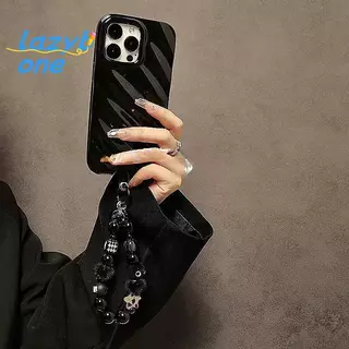 LZ-t] สายคล้องโทรศัพท์มือถือหรูหราสีดําปุยพร้อมที่จับลูกปัดโซ่ข้อมือ Anti-Theft คลิปกระเป๋าอุปกรณ์เสริม [ใหม่]