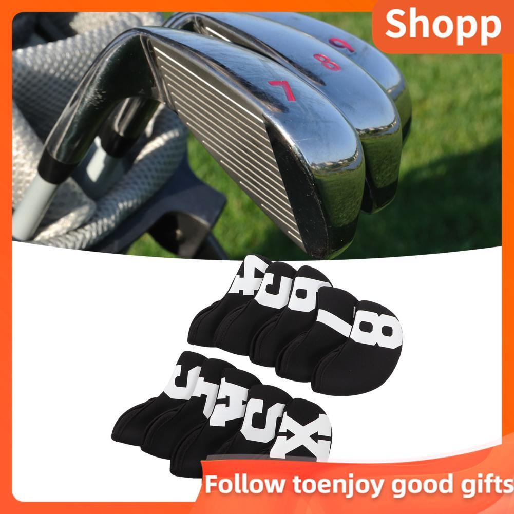 Shopp Shopp Drfeify ชุดคลุมหัวไม้กอล์ฟ 10 แพ็ค Neoprene หมายเลข 4-9 P S A X สีดำและสีขาว