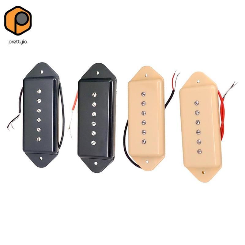 [สวย] Soapbar P90 Guitar Pickup Neck & Bridge For LP EPI Guitars Replacement Black