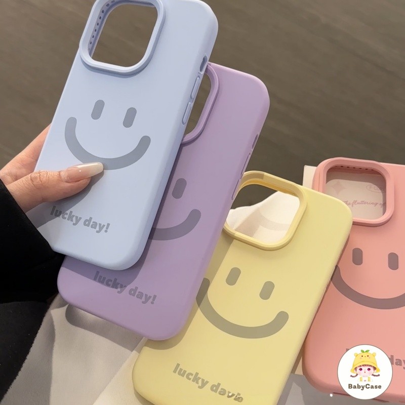เคสไอโฟน 17 เคสสำหรับ iPhone 16 15 14 12 11 17 13 Pro Max 15 Pro 16 14 15 Plus 16E เคสโทรศัพท์ลายหน้ายิ้มเยียวยาหลากสี