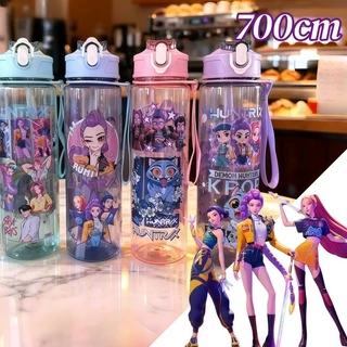 ZOEY RUMI MIRA แก้วพลาสติกพร้อมหลอดดูด 700 มล. กล่องของขวัญลายอนิเมะน่ารัก ขวดน้ำพร้อมหลอดดูด