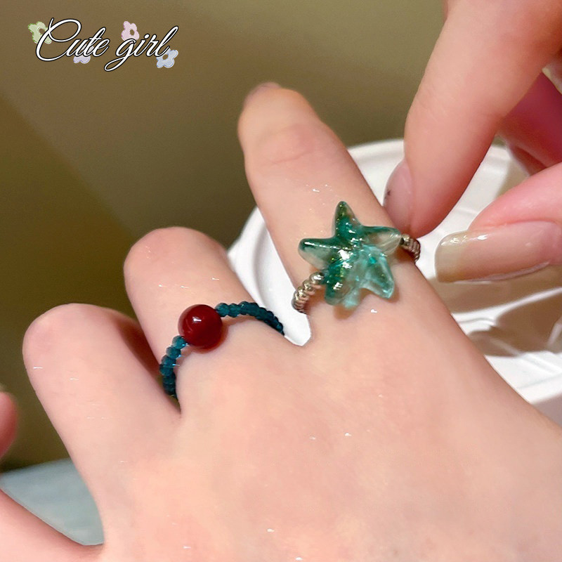 แหวน ring ลูกปัด star น่ารัก หวาน สไตล์เกาหลี แฟชั่น ins ผู้หญิง ส่งเร็ว COD