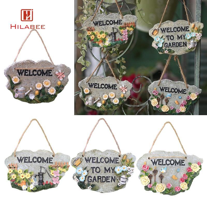 [hilabee] ป้ายต้อนรับประตูสําหรับ Porch, Garage, Spring Decorive Plaque, Pio