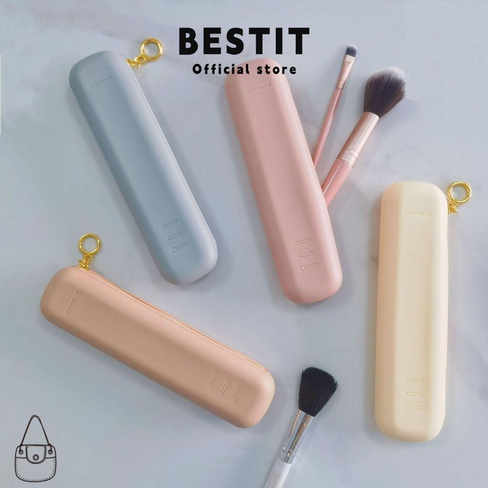 BESTOUR กระเป๋าซิลิโคน แบบพกพา กระเป๋าใส่แปรงแต่งหน้าซิลิโคนความจุใหญ่พร้อ แม่เหล็ก นุ่ม และเพรียวบาง ป้องกันการตก