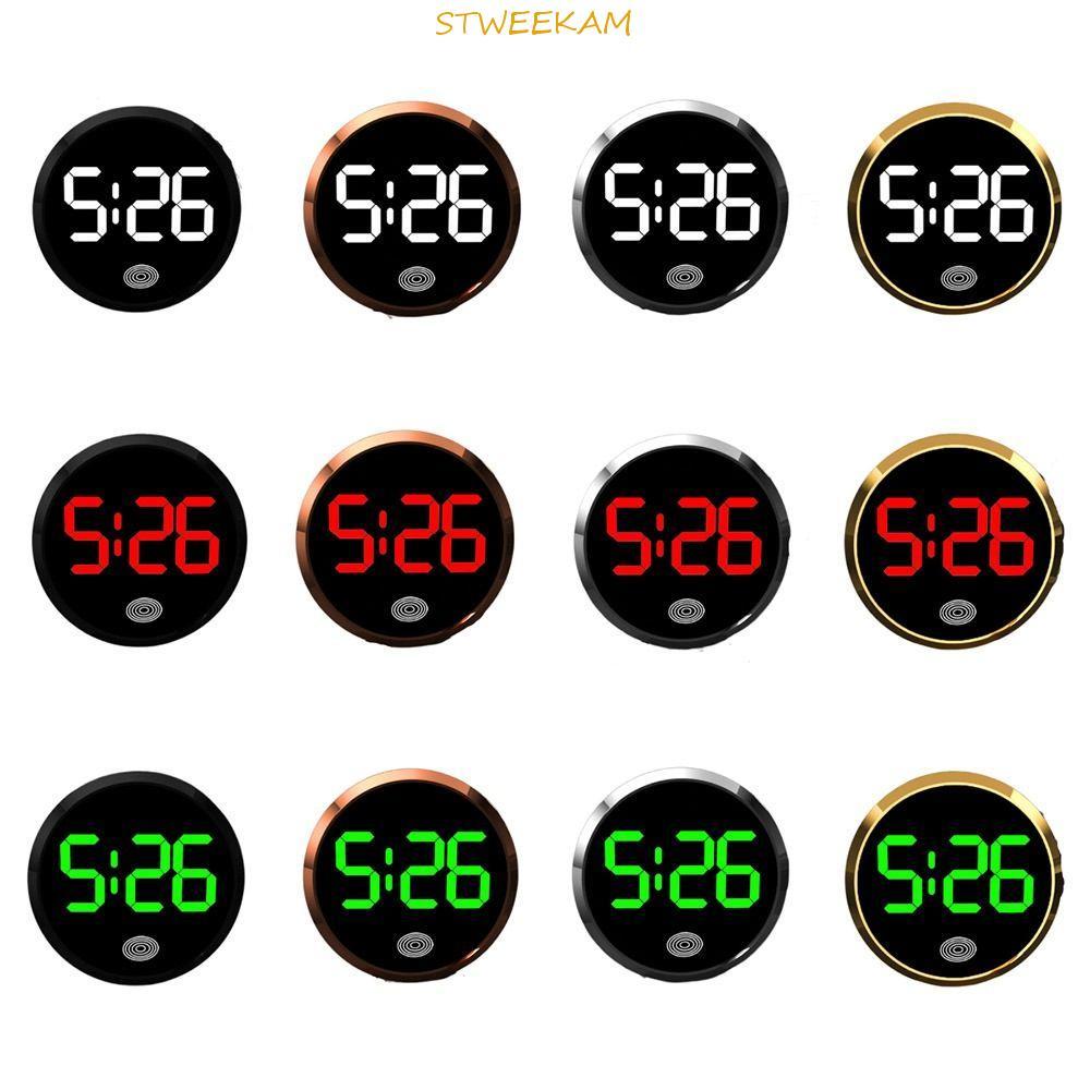STWEEKAM นาฬิกาแดชบอร์ดรถ, Touch-Activated Mini Digital Clock, Auto Ornament LED แสดงเวลา Mute Simple LED นาฬิกาอิเล็กทรอนิกส์สําหรับรถยนต์เรือจักรยานรถบรรทุก