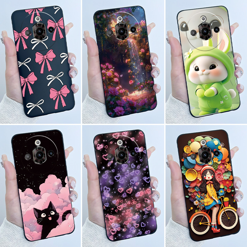 สําหรับ ZTE Nubia Focus Pro 5G กรณี Z2351N หรูหราน่ารักหัวใจกระต่าย Soft TPU ซิลิคอน Matte สีดําเคสโ