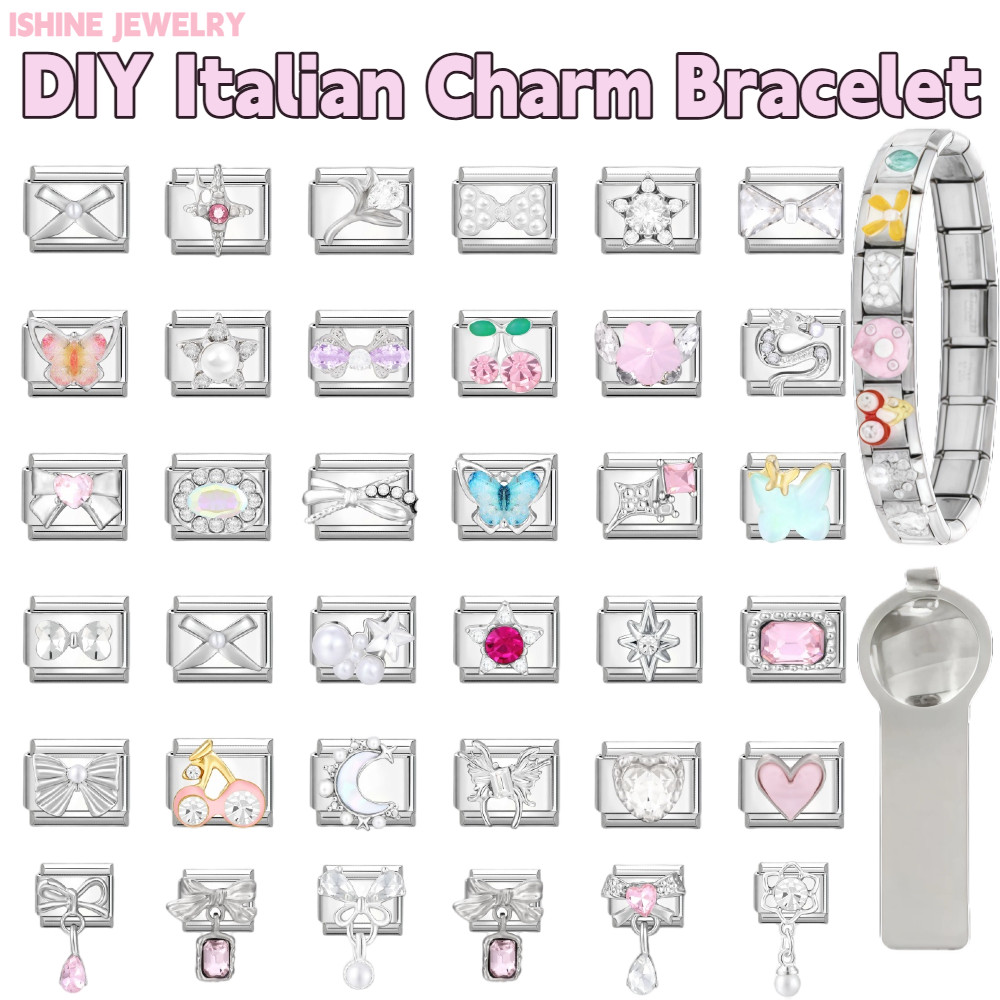 สร้อยข้อมือสแตนเลสสไตล์อิตาเลียน charm ขนาด 9 มม.สำหรับ DIY และทำเป็นเครื่องประดับ