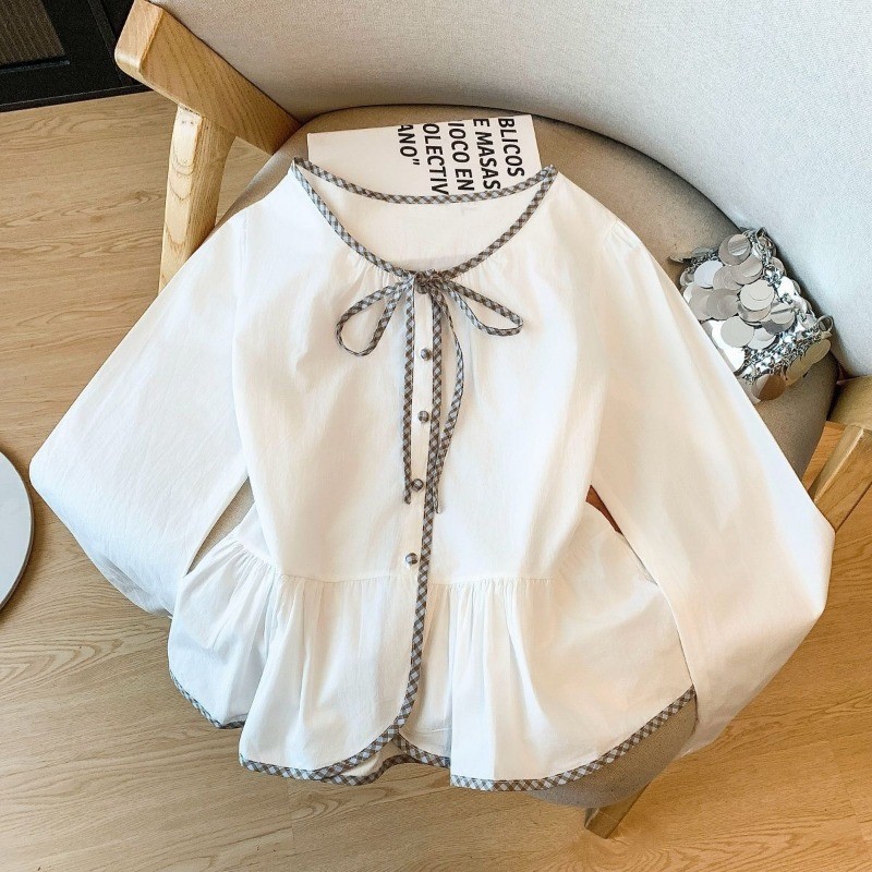 LUNA~Xเวอร์ชันเกาหลี คอวี แขนยาว เสื้อเชิ้ต รุ่นใหม่ สไตล์แฟชั่น