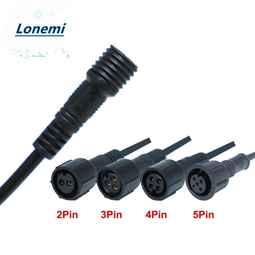 LONEMI ชายหญิง LED Connector, IP67 สายสีดํา 2Pin 3Pin 4Pin แจ็ค, 20 ซม.2Pin 3Pin 4Pin สายไฟกันน้ํา L
