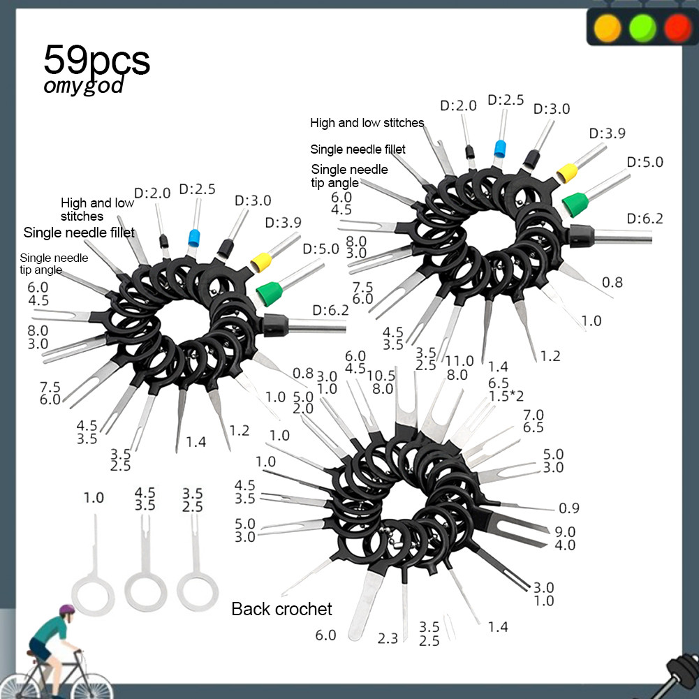 OMG 36/41/59/60 ชิ้นเครื่องมือกําจัดขั้วรถยนต์สายไฟ Crimp Connector Extractor Pin