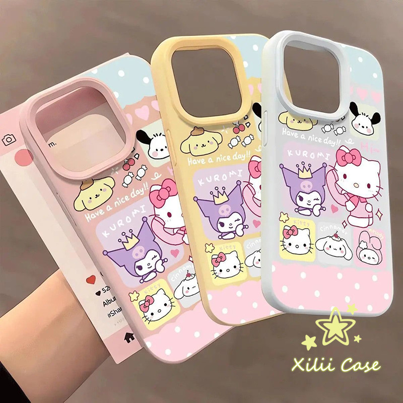 เคสไอโฟน16 13สำหรับ IPhone 16E 11 17 15 13 12 14 16 Pro Max 14 15 16 Plus เคสซิลิโคนเหลว ลายมิคกี้&Kuromi สีหลากน่ารัก