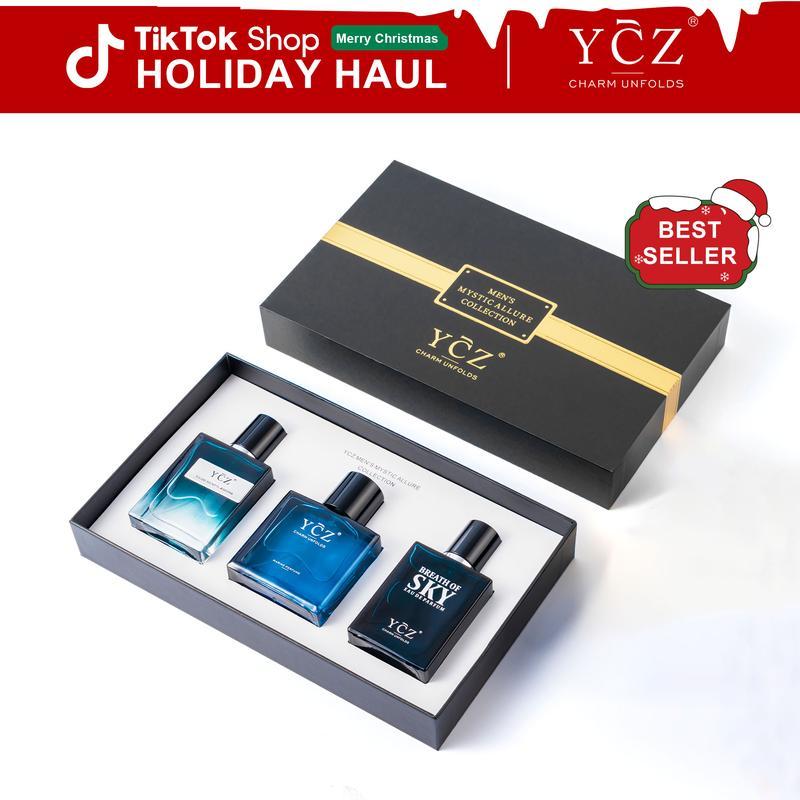 YCZ Mens Mystic Allure Collection Fragrance Set - YCZ Club Marine & Breath of Sky Eau De Cologne Gif