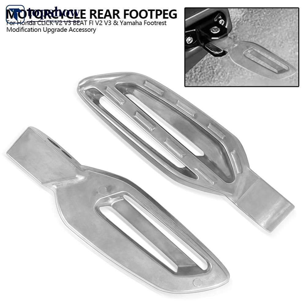 TOPSHOW คู่รถจักรยานยนต์ด้านหลัง Footpeg สําหรับ Honda CLICK V2 V3 BEAT FI V2 V3 และ Yamaha Footrest