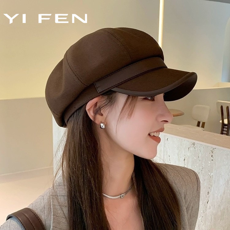 YIFEN หมวกเบเร่ต์ทรงแปดเหลี่ยมผู้หญิง (ขายดี)｜สไตล์เกาหลี–ญี่ปุ่น｜ใส่แล้วหน้าเล็ก｜คลาสสิก ใส่ง่าย เหมาะกับฤดูใบไม้ร่วง–หนาว