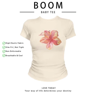 COD（จัดส่งภายใน 24 ชั่วโมง）เสื้อสาวอวบ เสื้อครอปท็อป แขนสั้น babytee สไตล์เกาหลี y2k T-shirt | FLOWER