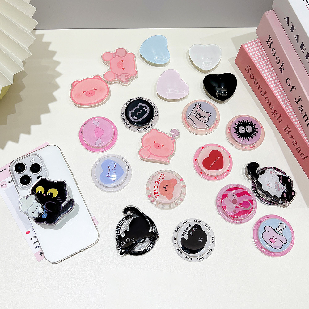 Magnetic ที่วางโทรศัพท์อะคริลิคอีพ็อกซี่ รูปทรงการ์ตูนน่ารัก ลายดอกไม้ รูปทรงสัตว์ ขาตั้งโทรศัพท์ที่ทนทาน ที่ยึดมือถือ
