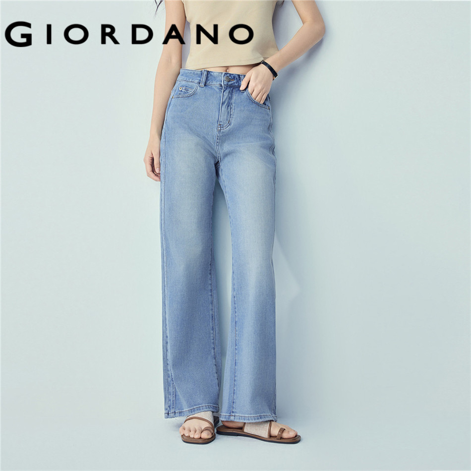 GIORDANO WOMEN Five-pocket high waist slim washed jeans 18415002