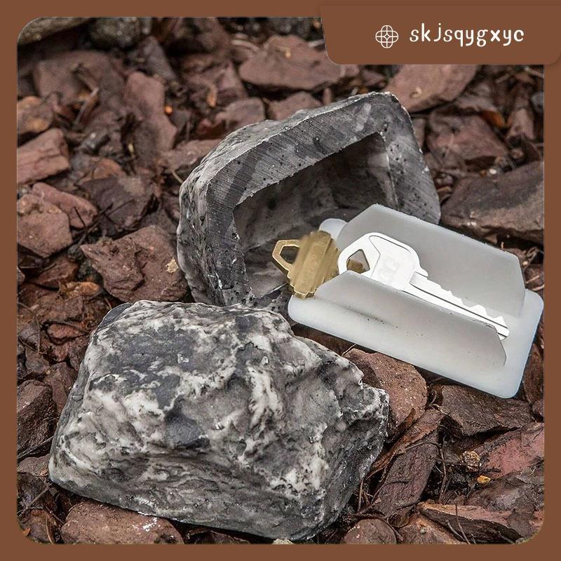 skjsqygxycHide-A-Passed-Key Fake-Rock - ดูชุดหินจําลองชุดกล่องเก็บกุญแจเรซิ่นชุด
