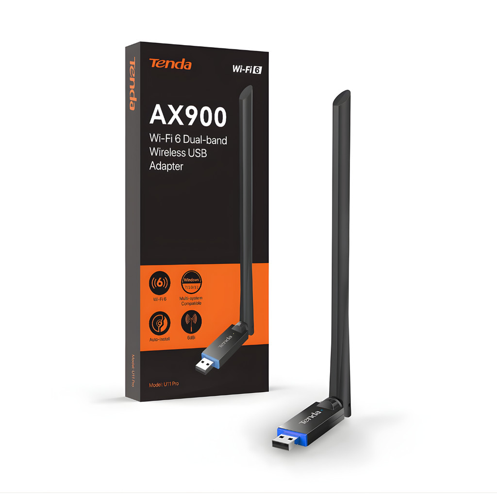 Tenda U11 Pro รับสัญญาณ USB WiFi 6 Adapter AX900 Card Dual Band 6dBi Antenna (U11 Pro) รับประกัน 4 ป