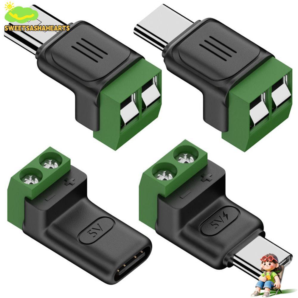 SWEE USB C ถึง 2Pin Terminal Adapter, Solderless Plug Type-C ถึง 2 Pin Crimp Terminal Block, Professional ไม่สามารถถ่ายโอนข้อมูล 5V สีเขียวชาร์จสําหรับ DIY หรือซ่อม