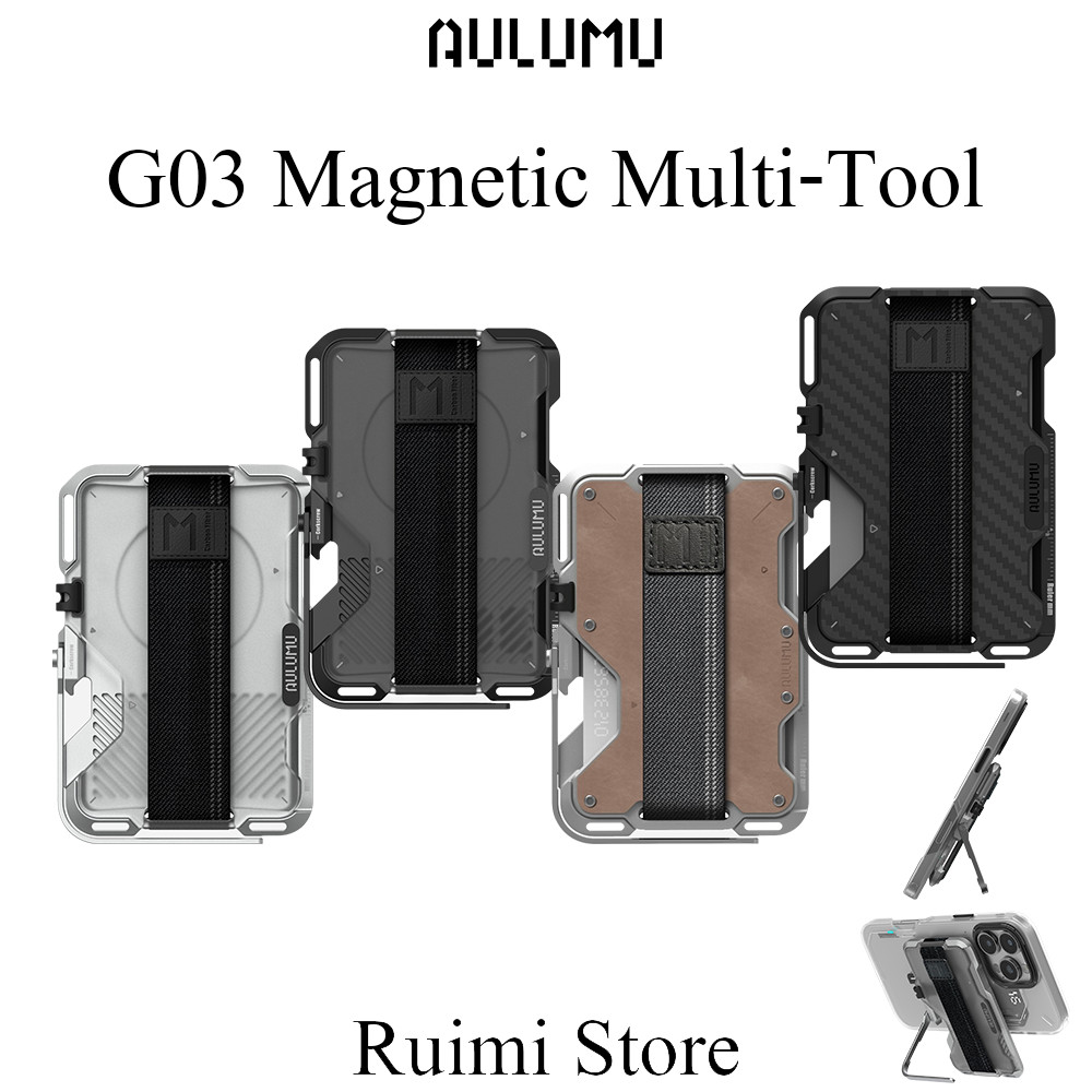 AULUMU G03 Multi-Tool Magnetic Metal Wallet / Carbon Fiber Cover Ultra-Thin Mobile Phone Card Bag