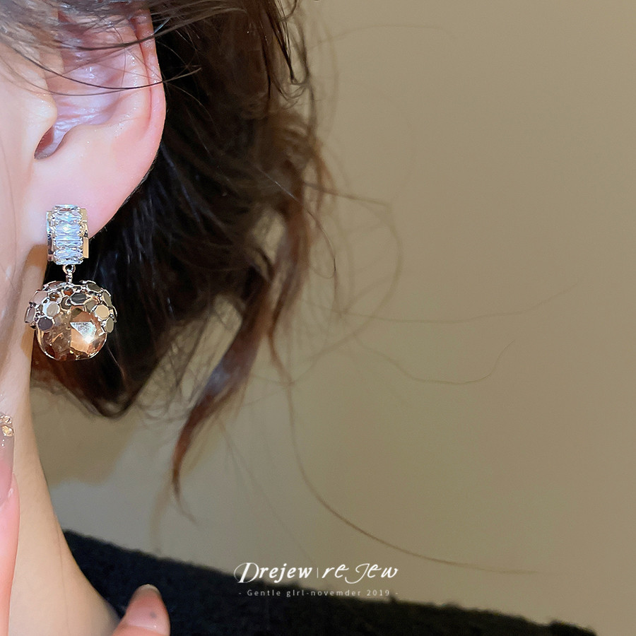 DREJEW รอบ Zirconia Drop ต่างหูผู้หญิง Silver Tone Sparkly Design แฟชั่นทุกวันอินเทรนด์เครื่องประดับอุปกรณ์เสริม - รูปที่ 5